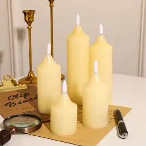 LED bullet flameless electronic candles set, simulation wax pillar light for decor