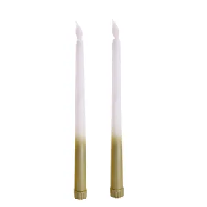 LED taper candles pair with gradient gold and white finish for elegant home church decor lighting