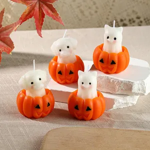 Halloween Kürbis Welpe Und Kätzchen Duftkerze Festlich Kreative Tierform Wachskerze Heim Party Deko Geschenk