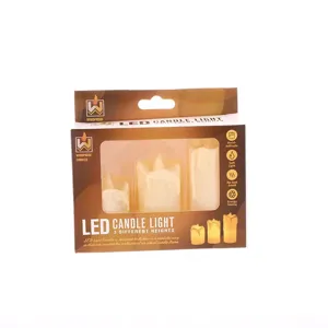 Flameless LED flickering candle light set of 3 different heights for party home decor.