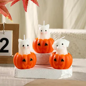 Halloween süße Kürbis Katze Hund Duftkerze Ornament für Party Tischdeko und Geschenk