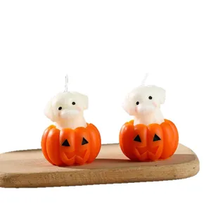 Halloween Kürbis Hund Duftkerzen Set, süße tierische Kerze Deko Ornamente für Zuhause Party.
