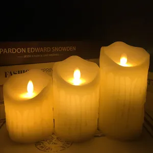 Set of 3 remote control LED flameless candles with realistic flickering flame for home decor.