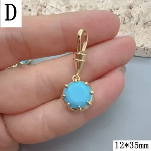 Vergoldeter Türkis Anhänger DIY Schmuck Zubehör, eleganter Charm für Damen 12x35mm