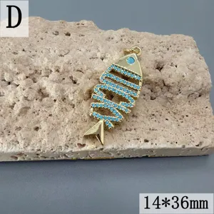 Vergoldeter Türkis Fisch Skelett Anhänger Schmuck Zubehör, elegantes Design für Frauen.