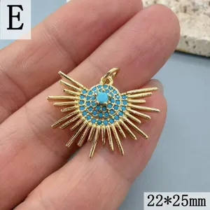 Goldene Sonnenstrahl Türkis Anhänger DIY Schmuck Charme Halskette Zubehör 22x25mm elegant