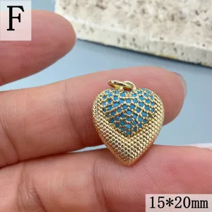Gold Türkis Herz Anhänger DIY Halskette Schmuck Charme 15x20mm Elegantes Geschenk Zubehör