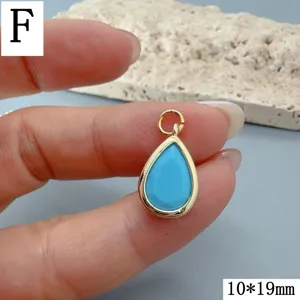 Türkis Tropfen Anhänger goldfarbener Rahmen DIY Schmuckzubehör 10x19mm für Damen Basteln