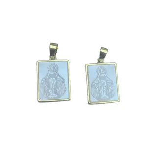 Ciondolo quadrato in madreperla bianca naturale collana conchiglia donna gioiello DIY