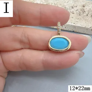 Exquisiter ovaler Türkis Anhänger mit Zirkonia Öse und geschwungener Goldfassung DIY Schmuck