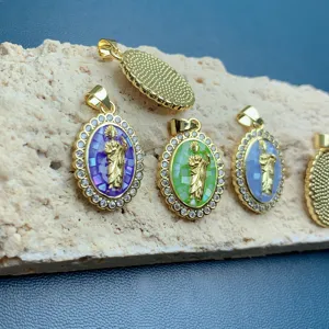 Exquisiter ovaler Zirkon Muschel Porträt Anhänger Damen Halskette DIY Schmuck Zubehör