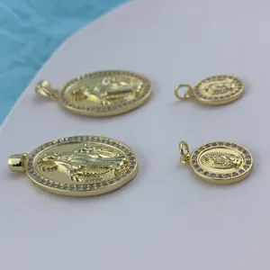 Vergoldete Madonna Zirkon Anhänger Charms für Damen DIY Halskette Schmuck Herstellung Zubehör