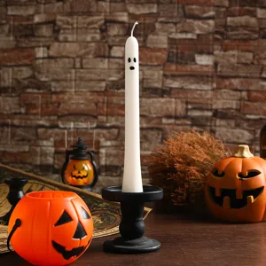 Halloween ghost long candle white pillar candle spooky party home decor atmospheric prop