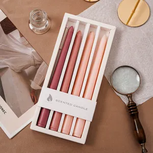 Farbverlauf Duftkerzen Set im edlen Geschenkekarton, lange Stabkerzen fur Heimdekoration.