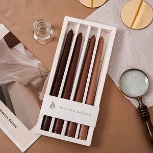 Duftkerzen Stabkerzen Set im Farbverlauf braun Wachskerzen für Hochzeit Tischdeko