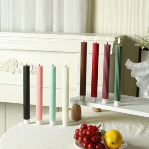 Bougies coniques LED cire nervurée simulation lumières électroniques decorative colorées