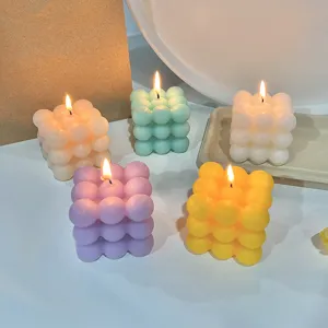 Creative Geometric Rubik's Cube Bubble Scented Candle Aesthetic Soy Wax Aromatherapy Candle Home Decor Gift