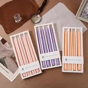 Duftende Stabkerzen Set in Geschenkboxen, farbige lange Kerzen fuer Hochzeit und Heimdekoration