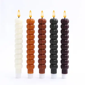 Lot de bougies LED citrouille d'Halloween, bougies coniques sans flamme pour fête et déco.