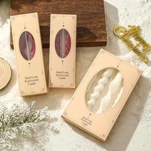 Coffret cadeau bougie parfumée de Noël, bougie baton longue spirale pour déco de fête.
