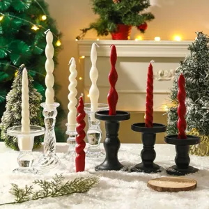 Noël Spirale Filetée Longue Tige Bougie Parfumée Atmosphère Festive Décoration de Table Cadeau de Vacances