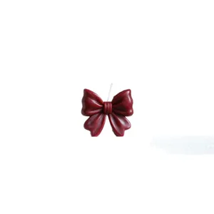 Bougie parfumee en cire de soja avec noeud rouge vin pour decoration d'ambiance de vacances