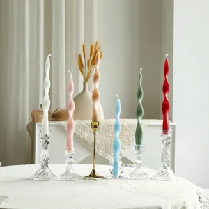 25cm spiral scented soy candle colorful long pillar candle for home decor and party ambiance