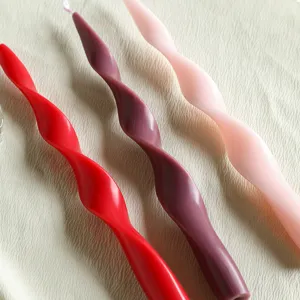 25cm twisted soy wax scented candles in multi-colors, elegant long taper design for home decor.