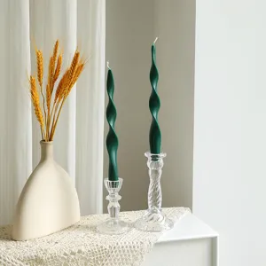 25cm spiral taper soy wax scented candle detail view, elegant home decor atmosphere props.