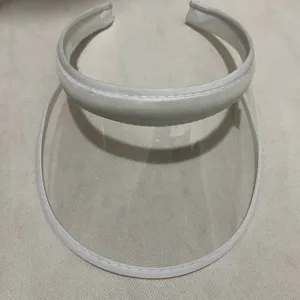 Weiße PVC leere Sonnenhüte mit klarem Rand Stoff Stirnband UV Schutz für Sommer