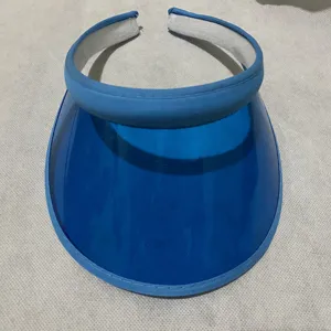 Blaues PVC leere obere Sonnenblende Hut transparente klare Krempe Haarreif Stil Sommer Kappe
