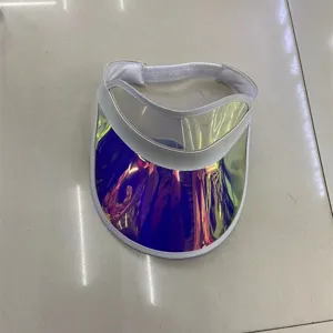 Visiera da sole in PVC olografico cappello vuoto riflettente estate unisex outdoor.