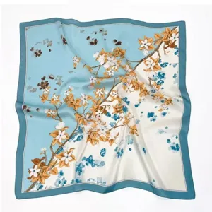 Elegant vintage floral square silk scarf for women fashion professional daily wear.