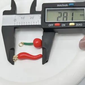 Colgantes de esmalte de cereza y chile rojo para hacer joyas de bricolaje, dijes de collar pulsera