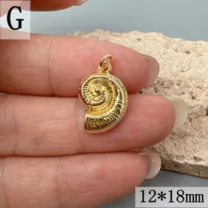 Goldene Ammonit Muschel Anhänger Charm für DIY Schmuckherstellung Strand Urlaub Zubehör 12x18mm