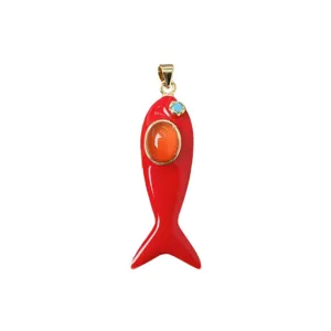 Goldener Fisch Anhänger Halskette süße rote Emaillierung Schmuck Zubehör für Damen Mode Stil