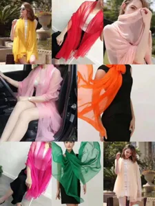 Écharpe en soie unie ultra-fine femme été plage châle respirant léger foulard.
