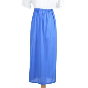 Women Summer Solid Color Sun Protection Long Skirt Elastic Waist Casual Maxi Skirt