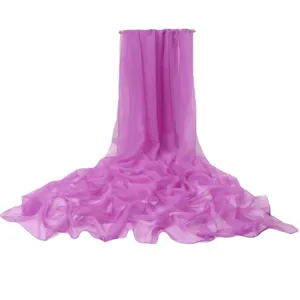 Solid color purple sheer chiffon shawl beach scarf thin summer draped wrap accessory