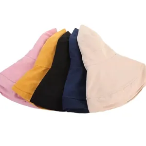 Peach skin velvet bucket hat for men and women, wide brim solid color sun hat for outdoor travel.