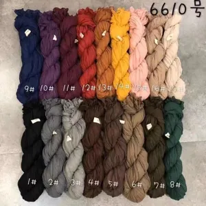 Women's Casual Lightweight Voile Pleated Solid Color Scarf Long Shawl Neckerchief