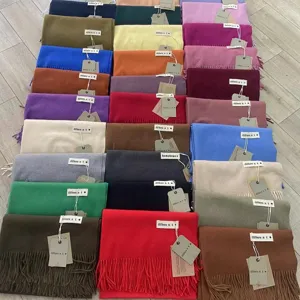 Hiver Écharpe à Glands Épaissie Couleur Unie Imitation Cachemire Châle Chaud Pour Femmes Hommes Quotidien Mode Décontractée