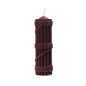 Vela aromática de cera de soja pilar romano, vela decorativa roja oscura para el hogar.