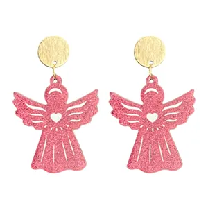 Glitzernde rosa Engel Ohrringe mit goldenem Steckverschluss Damen Modeschmuck Geschenk