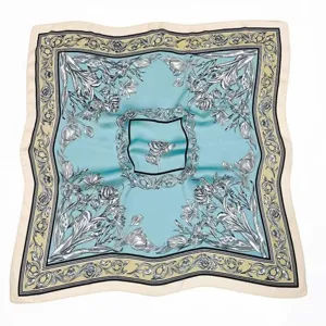 Elegant retro floral silk square scarf for women chic boutique fashion accessory style