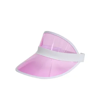 Modischer transparenter PVC Sonnenhut Damen Sommer UV Schutz leere Oberseite Kappe.