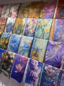 Women floral printed silk scarf elegant long shawl lightweight fashion neck wrap wholesale