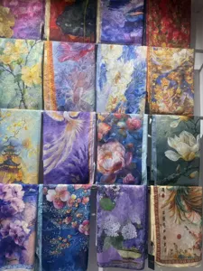 Shuliang silk scarf women printed long scarf versatile floral shawl elegant vintage style scarf