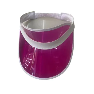 Damen klare rosa PVC leere obere Sonnenblende Hut, UV-Schutz Sommer Outdoor Strand Hut.