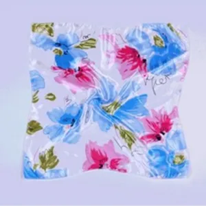 Floral print silk square scarf women elegant neckerchief fashion hair band accessory